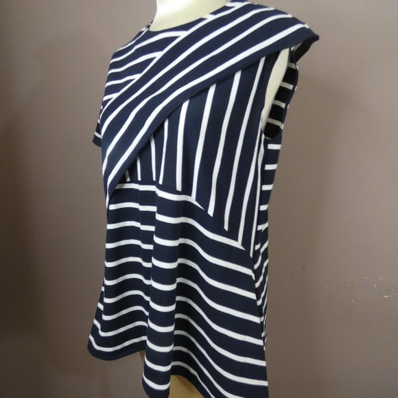 Goen. J Women's US 8 Striped One Sleeve Top Layered Asymmetrical Cotton Blend - Picture 2 of 9